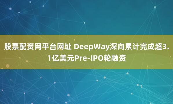 股票配资网平台网址 DeepWay深向累计完成超3.1亿美元Pre-IPO轮融资